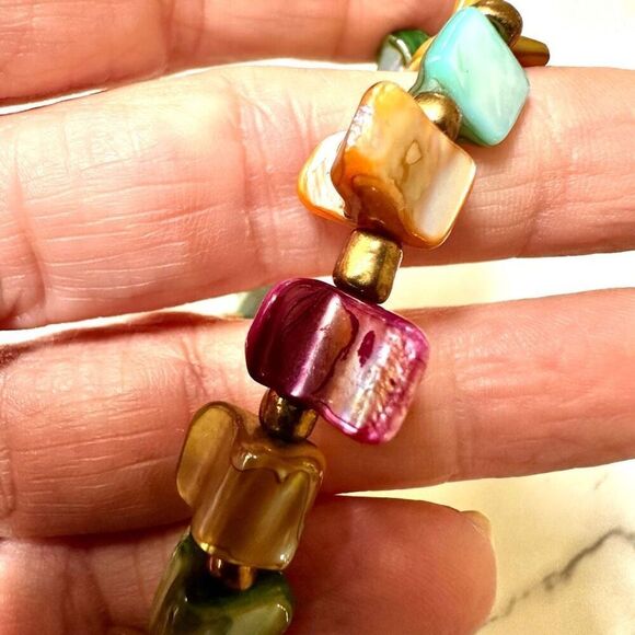 Colorful stretchy abalone bracelet - Picture 3 of 7